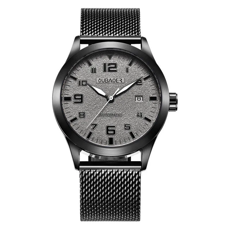 Men's Automatic Mechanical Watch Heavy Industry Stainless Steel Mesh Belt Automatic Date 