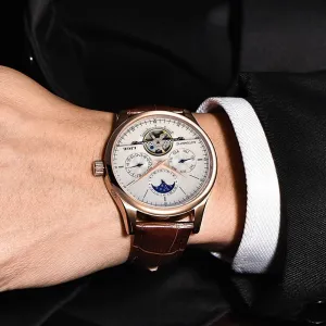 Men's Automatic Mechanical Watch Leather Belt Waterproof 