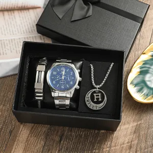 Men's Business Gift Holiday Birthday Gift Bracelet Necklace Watch Suit 