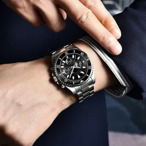 Men's Casual Steel Band Watch With Multifunctional Night Light Waterproof 