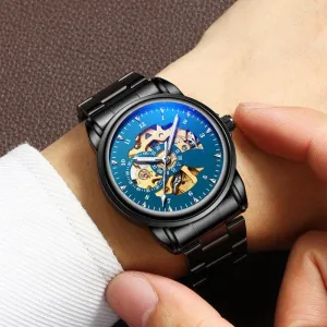Men's Fashion Simple Leather Waterproof Luminous Mechanical Watch 