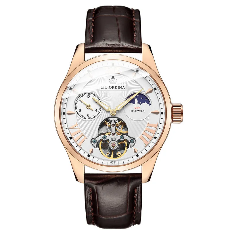 Men's Fashion Simple Leisure Tourbillon Automatic Mechanical Watch 
