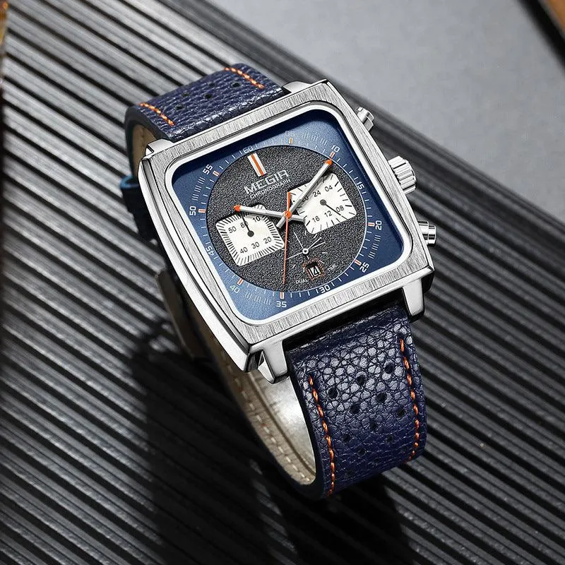 Men's Fashion Square Multifunction Waterproof Luminous Calendar Watch 