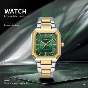 Men's Fashion Steel Band Business Square Quartz Watch 