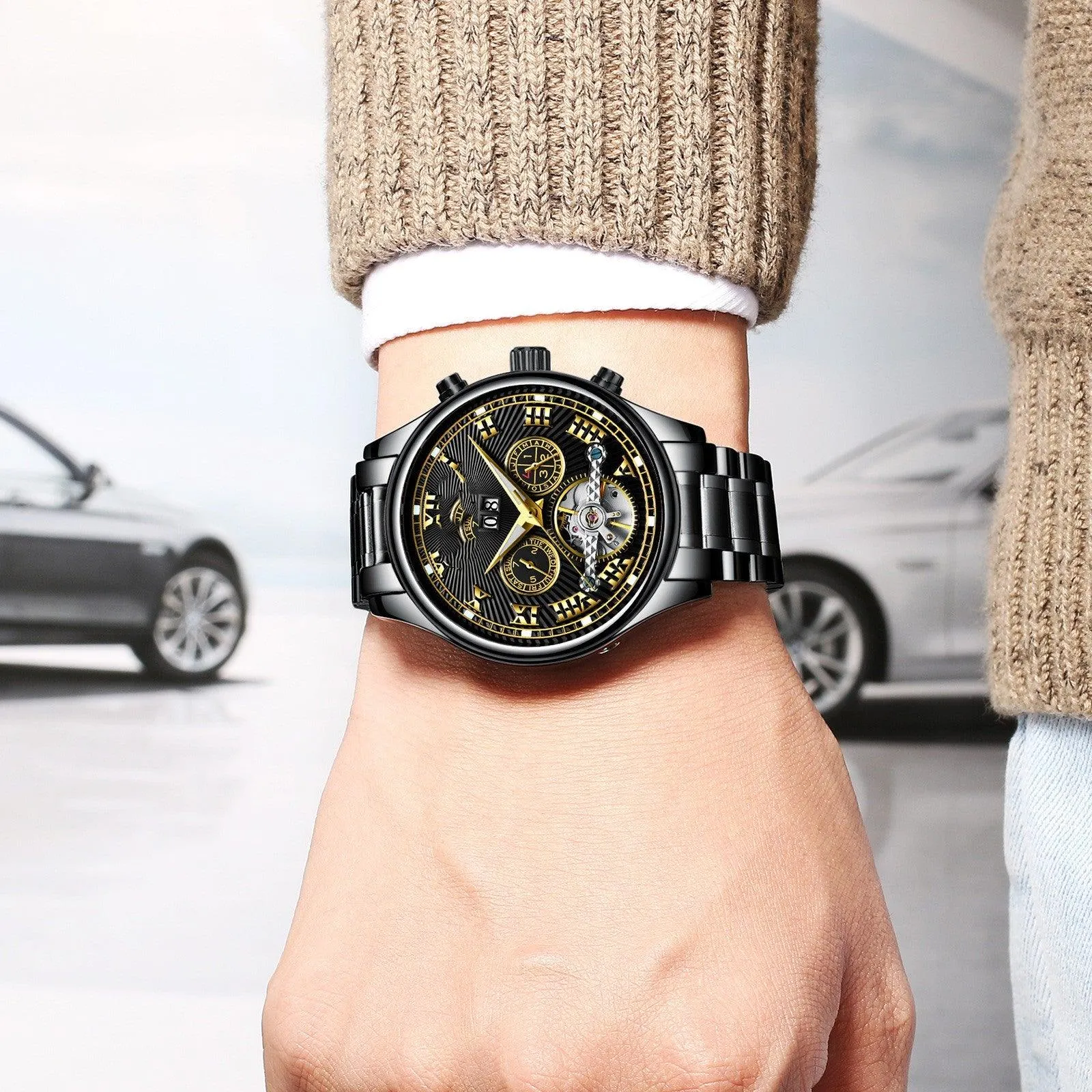 Men's Fully Automatic Mechanical Watch Fashion Calendar Waterproof 