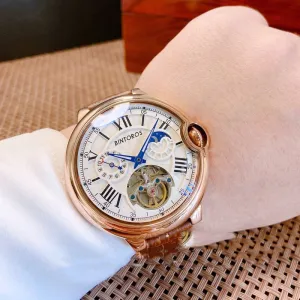 Men's Large Dial Multifunctional Luminous Hollow Tourbillon Mechanical Watch 