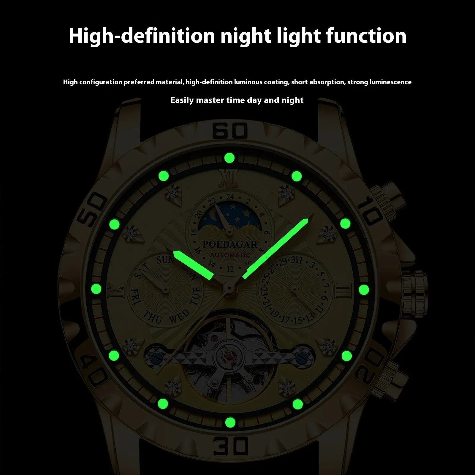Men's Mechanical Watch Waterproof Luxury Multifunctional Men's Wrist Watch
