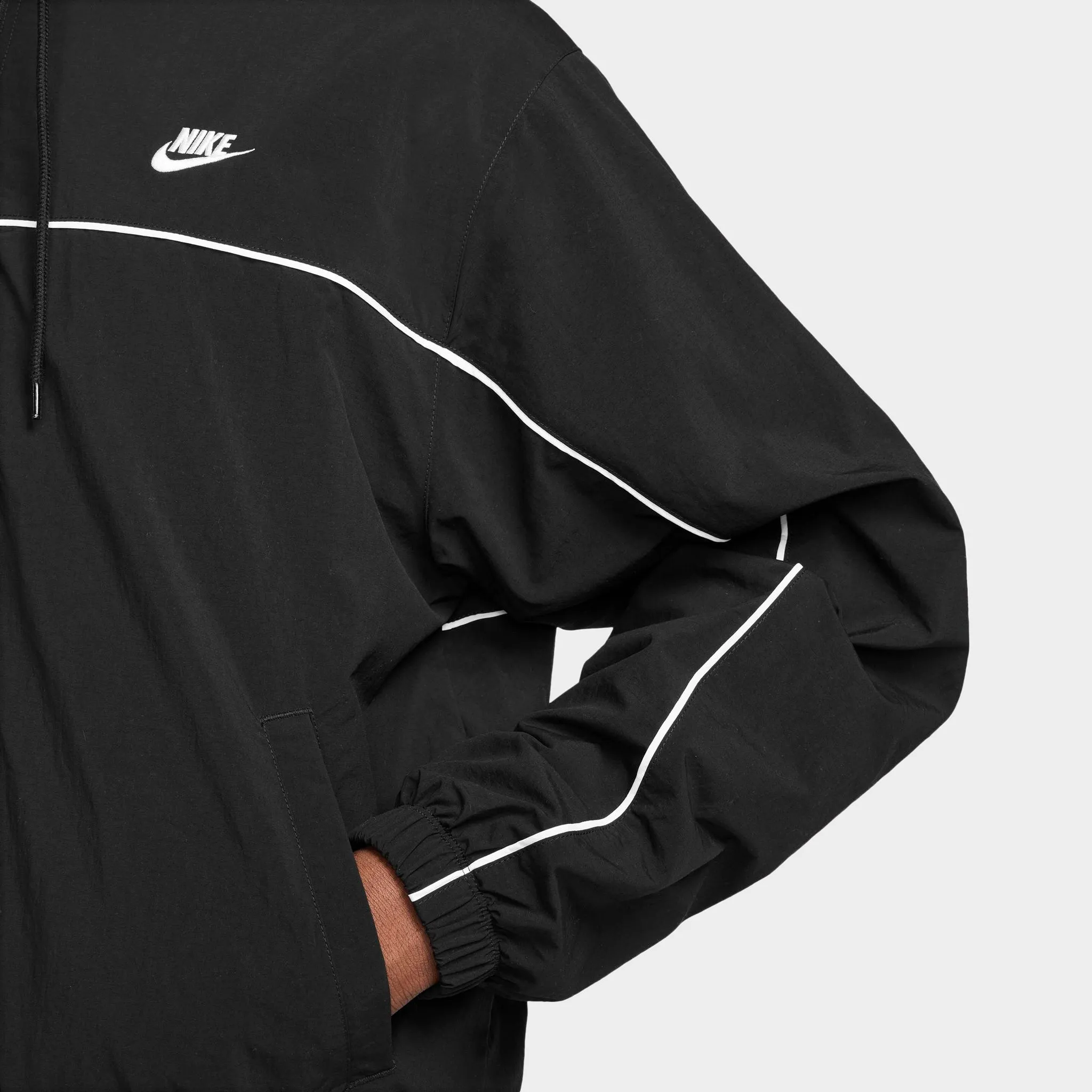 Mens Nike Nike Club Athlete Hooded Jacket Black / White - White