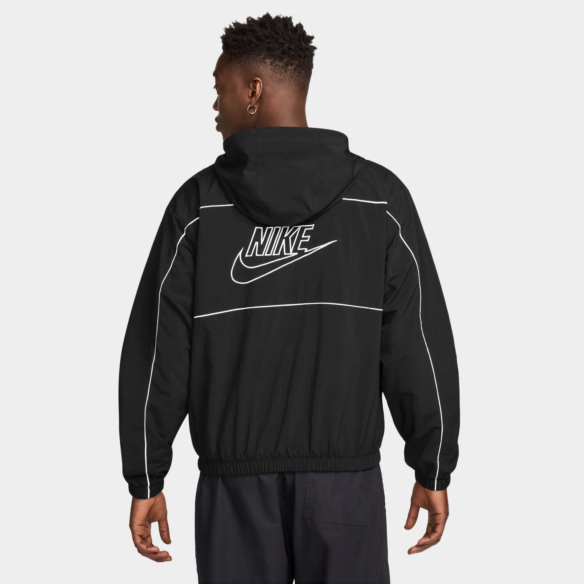 Mens Nike Nike Club Athlete Hooded Jacket Black / White - White