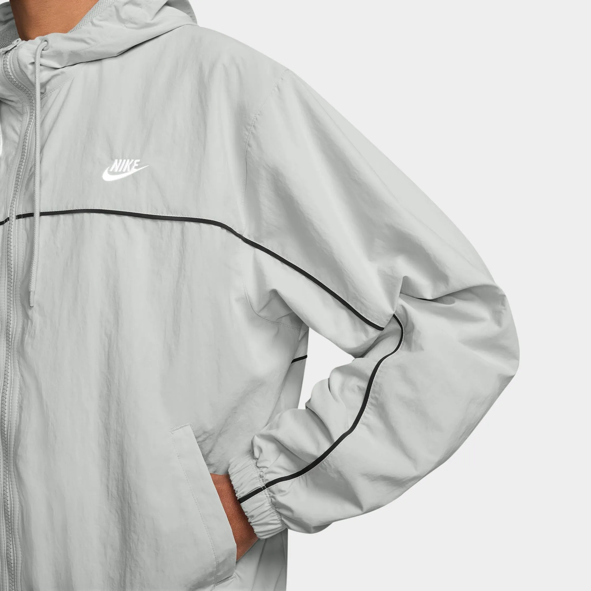 Mens Nike Nike Club Athlete Hooded Jacket Photon Dust / White - White