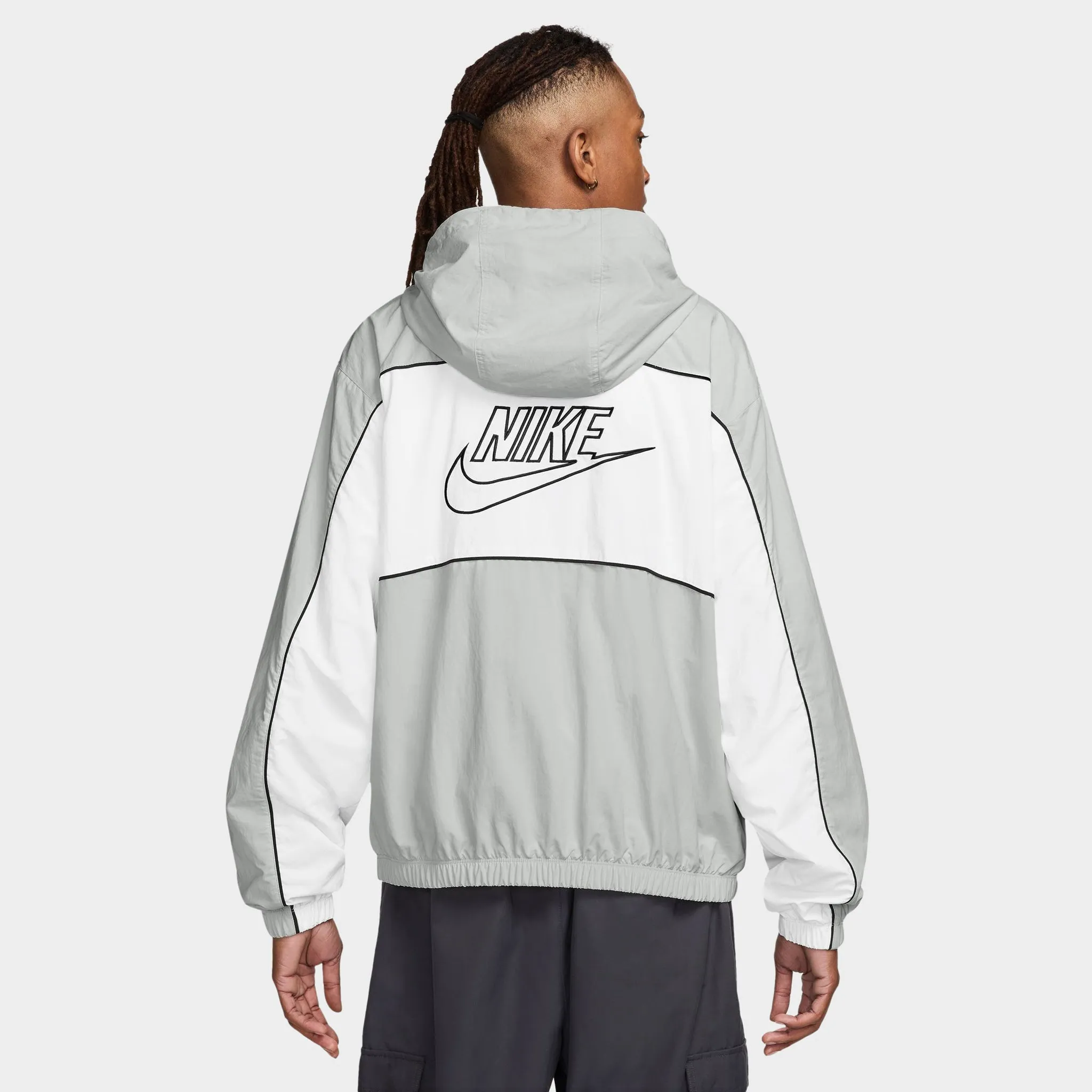Mens Nike Nike Club Athlete Hooded Jacket Photon Dust / White - White