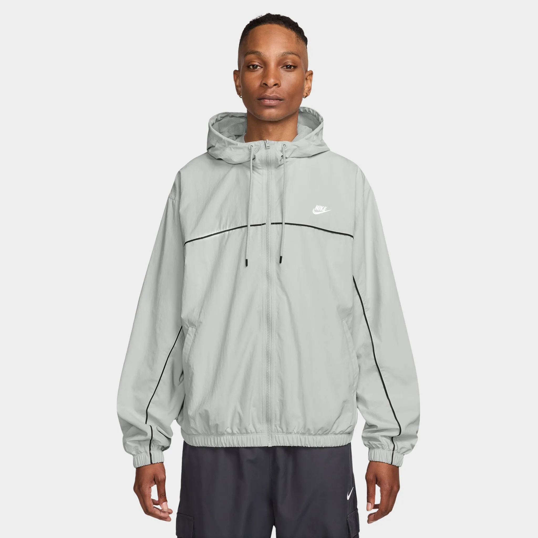 Mens Nike Nike Club Athlete Hooded Jacket Photon Dust / White - White