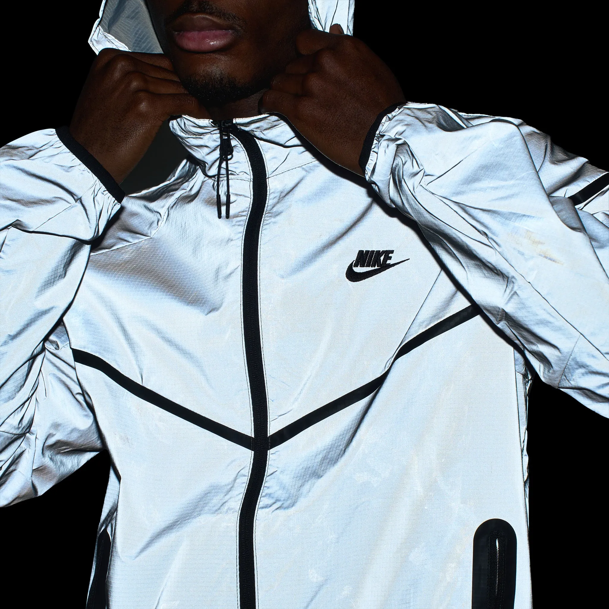 Mens Nike Nike Sportswear Tech Woven Jacket Reflect Silver/ Black