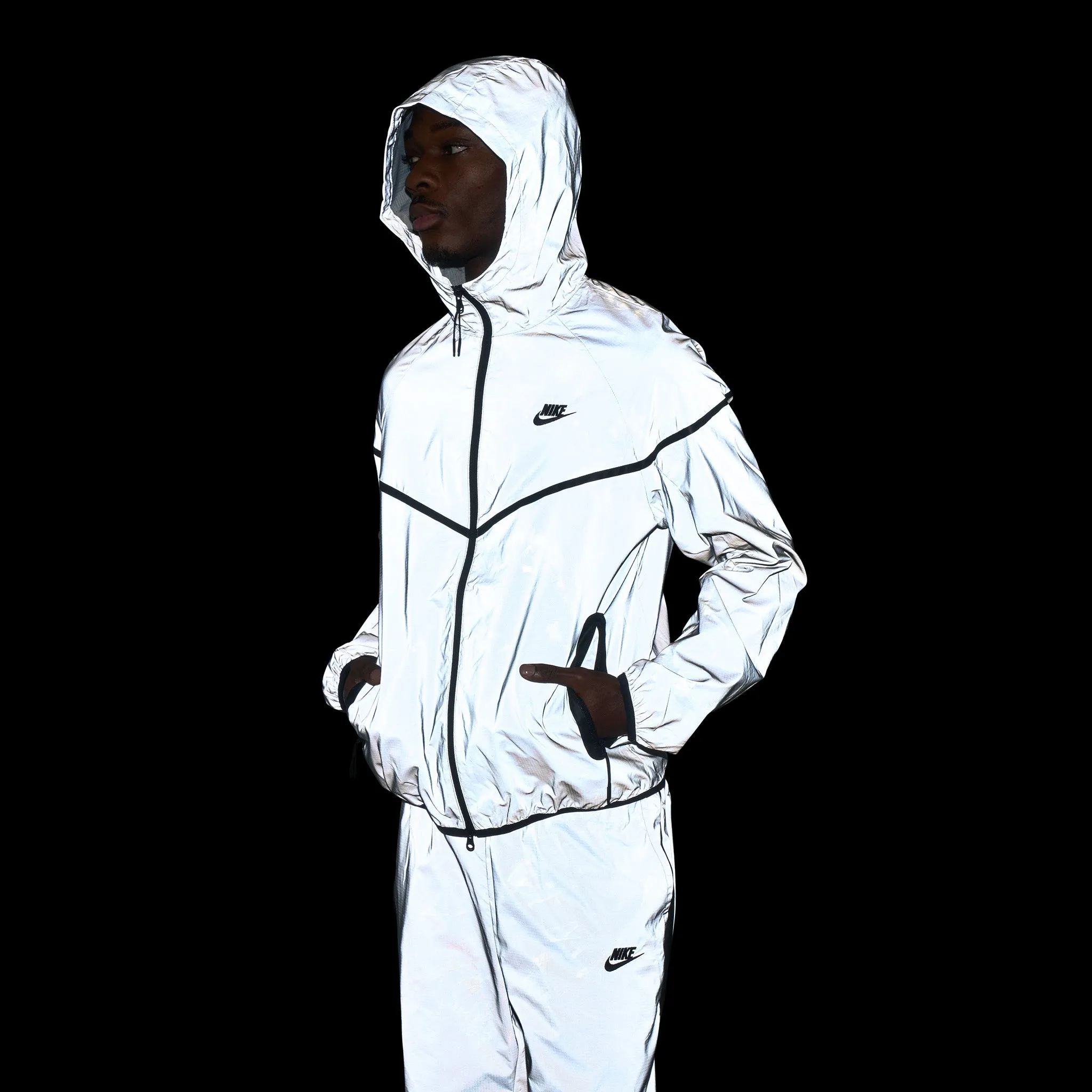 Mens Nike Nike Sportswear Tech Woven Jacket Reflect Silver/ Black
