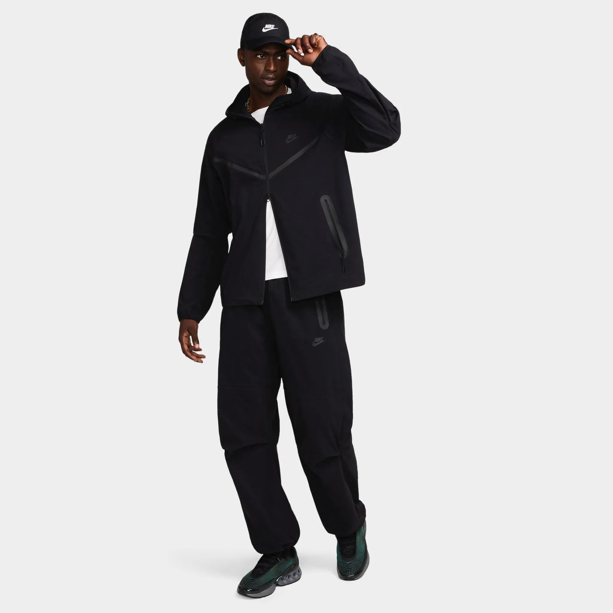 Mens Nike Nike Tech Woven Full Zip Windrunner Jacket Black / Black - Black