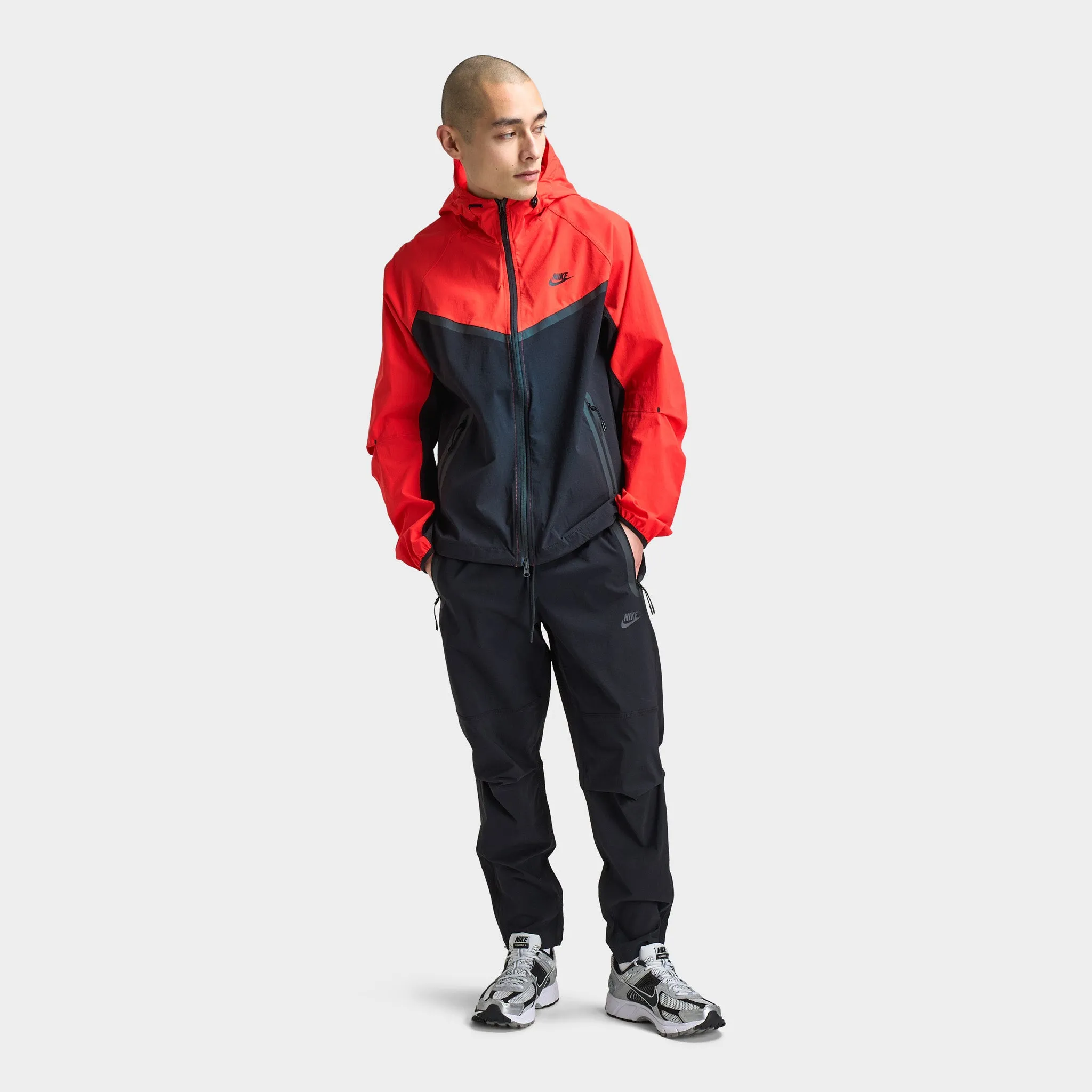 Mens Nike Nike Tech Woven Full Zip Windrunner Jacket Black / Lt Crimson - Black