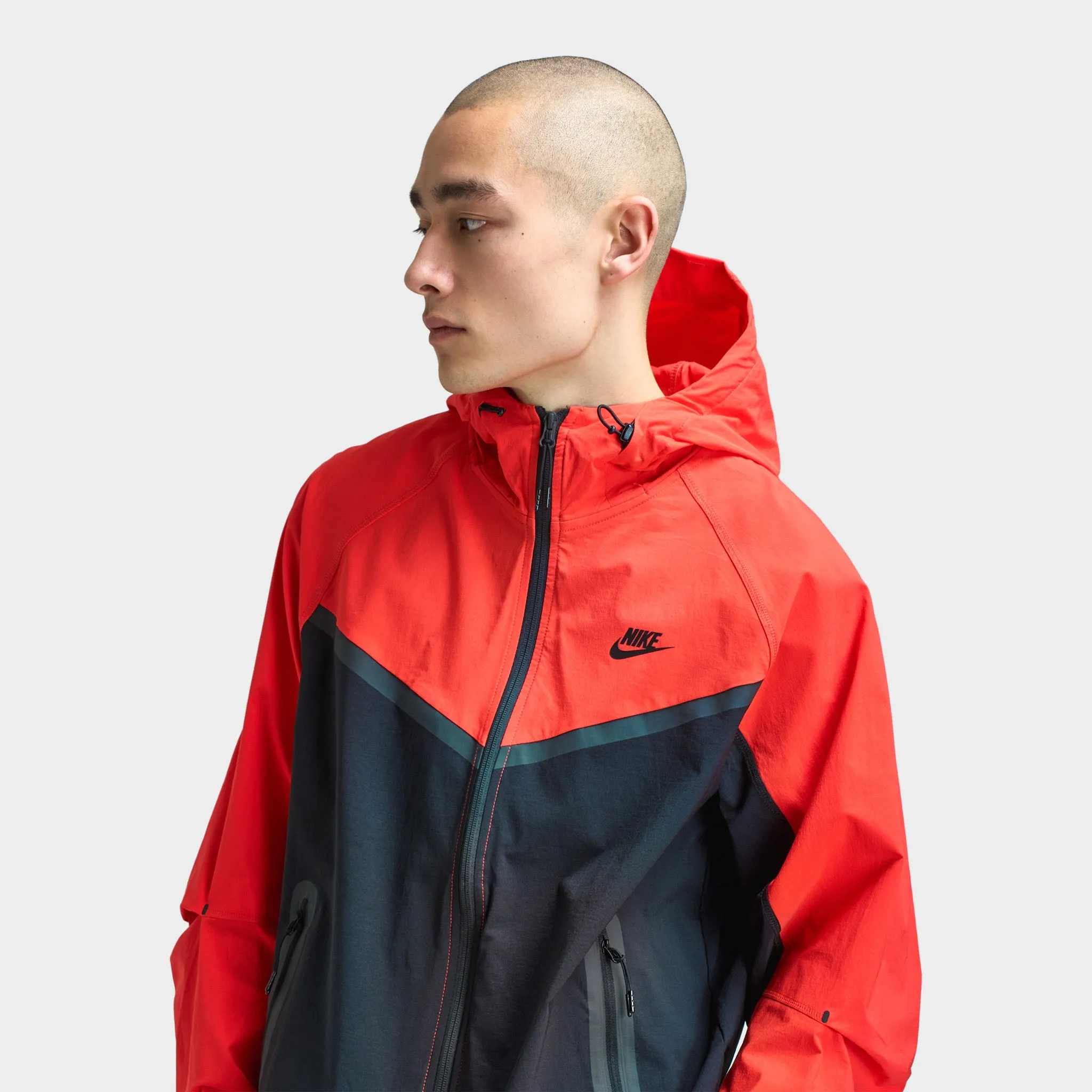 Mens Nike Nike Tech Woven Full Zip Windrunner Jacket Black / Lt Crimson - Black