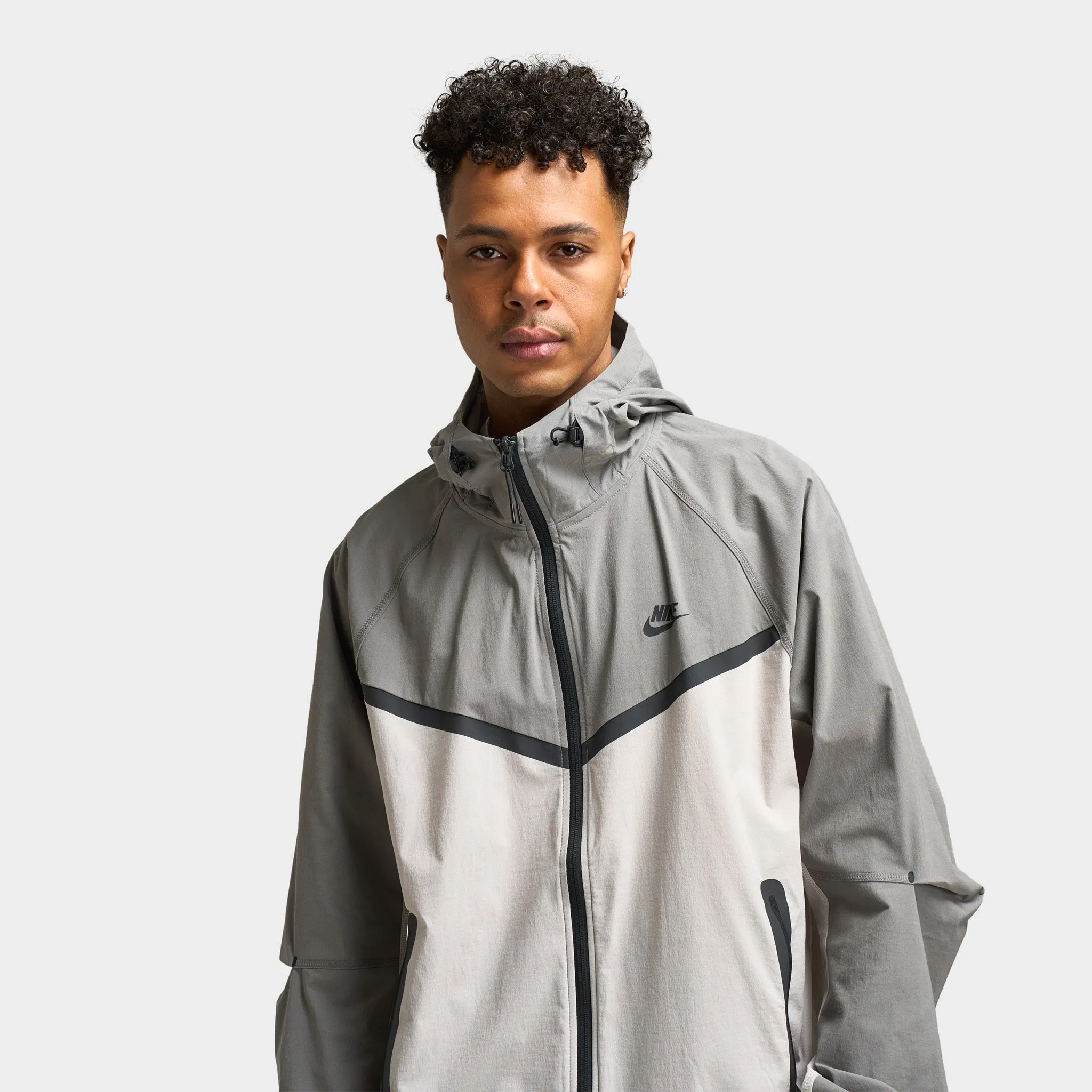 Mens Nike Nike Tech Woven Full Zip Windrunner Jacket Light Iron Ore / Flat Pewter - Black