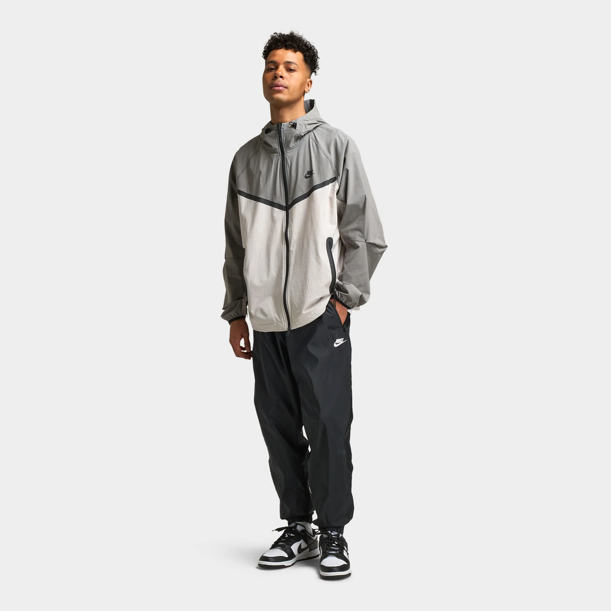 Mens Nike Nike Tech Woven Full Zip Windrunner Jacket Light Iron Ore / Flat Pewter - Black