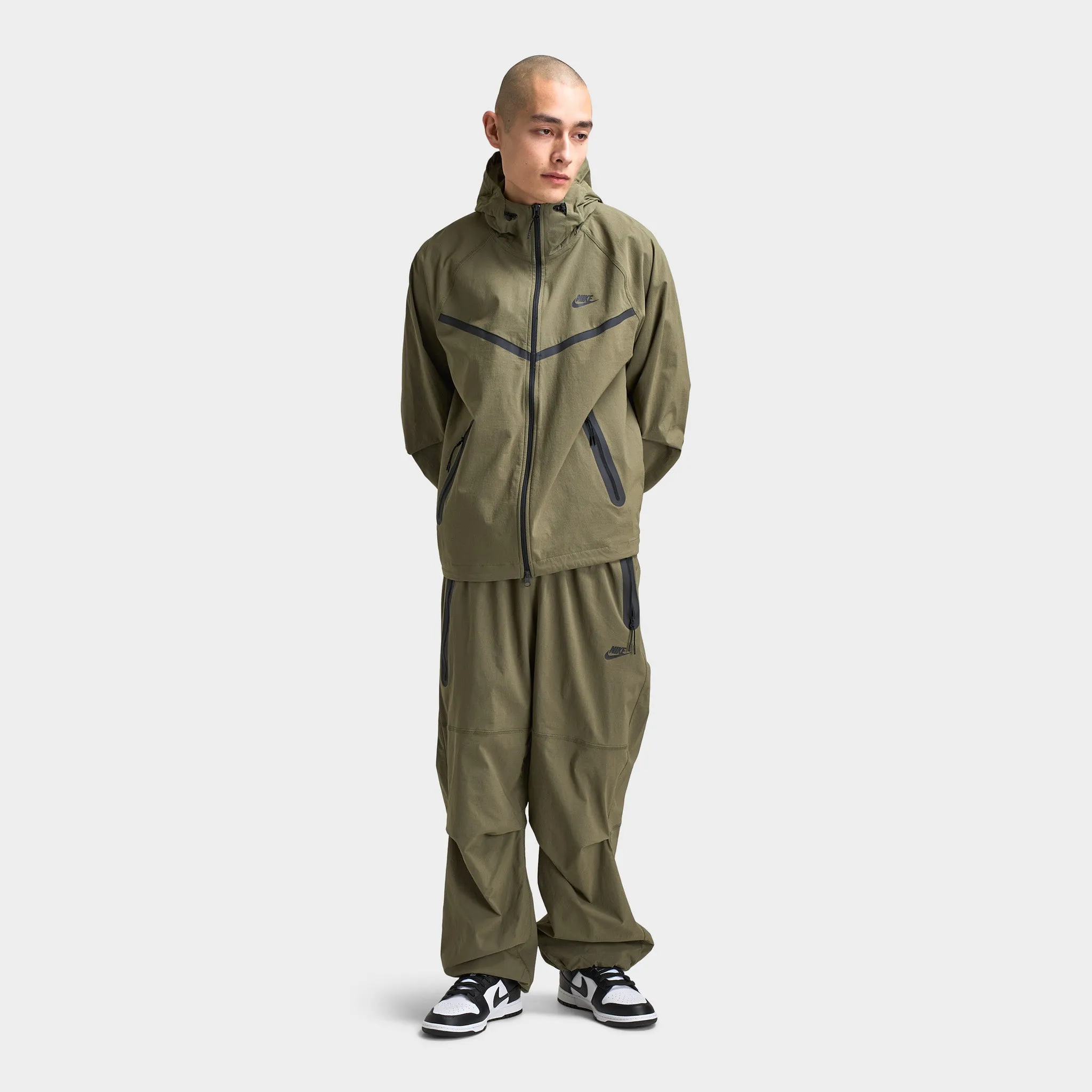 Mens Nike Nike Tech Woven Full-Zip Windrunner Jacket Medium Olive / Medium Olive - Black