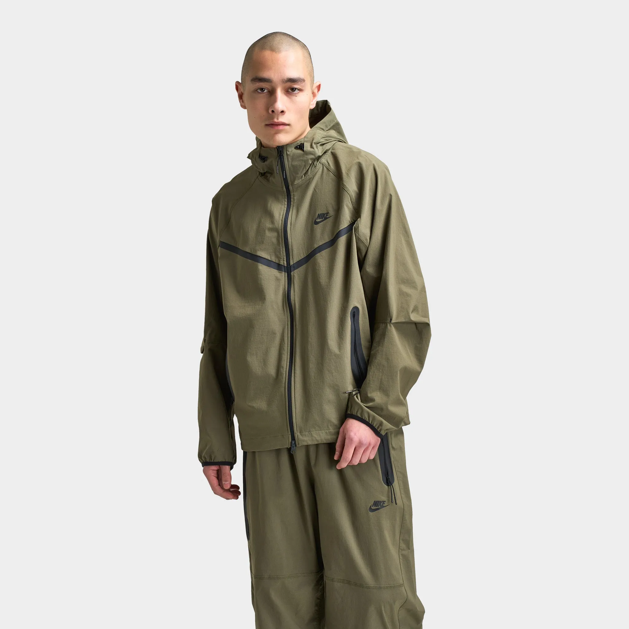 Mens Nike Nike Tech Woven Full-Zip Windrunner Jacket Medium Olive / Medium Olive - Black