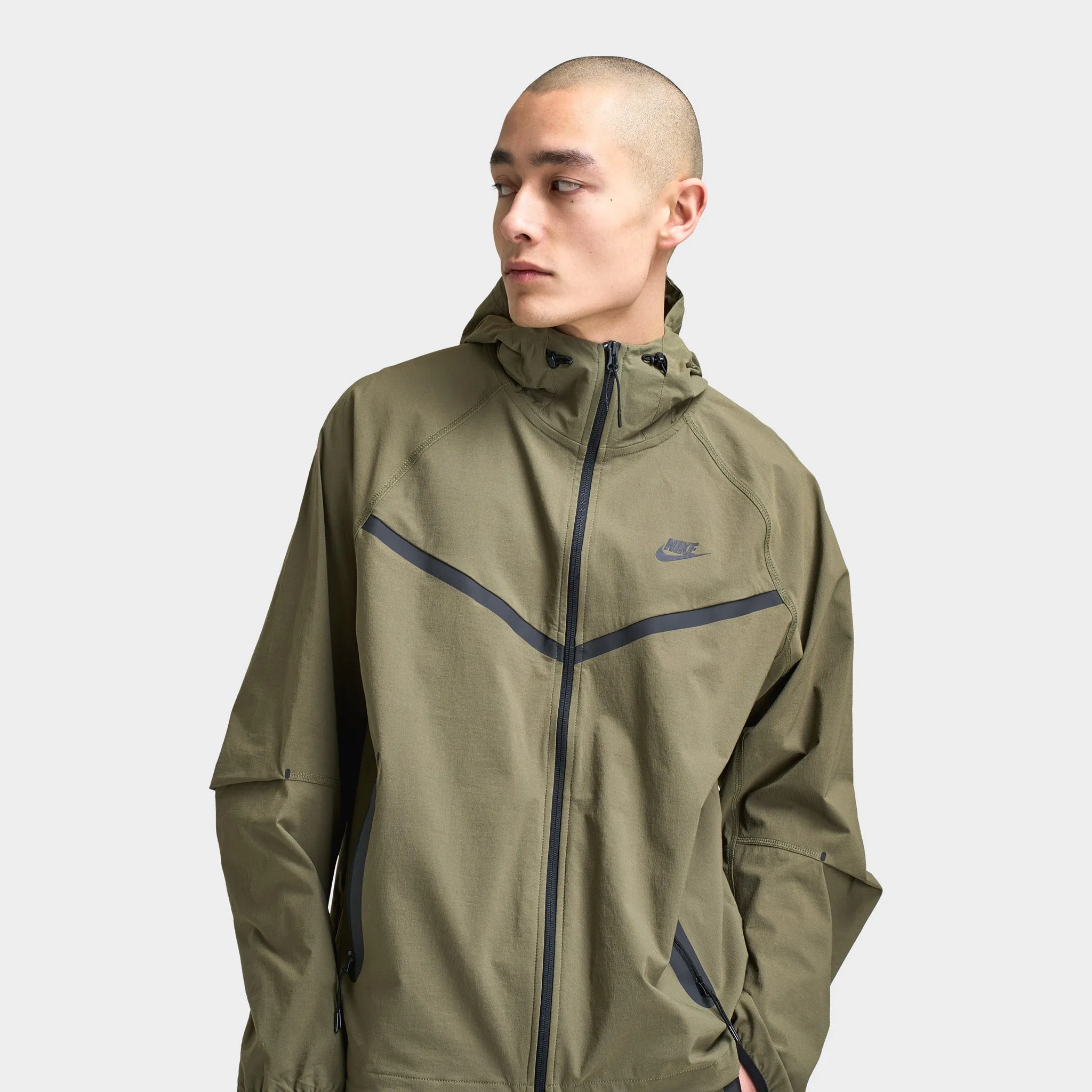 Mens Nike Nike Tech Woven Full-Zip Windrunner Jacket Medium Olive / Medium Olive - Black