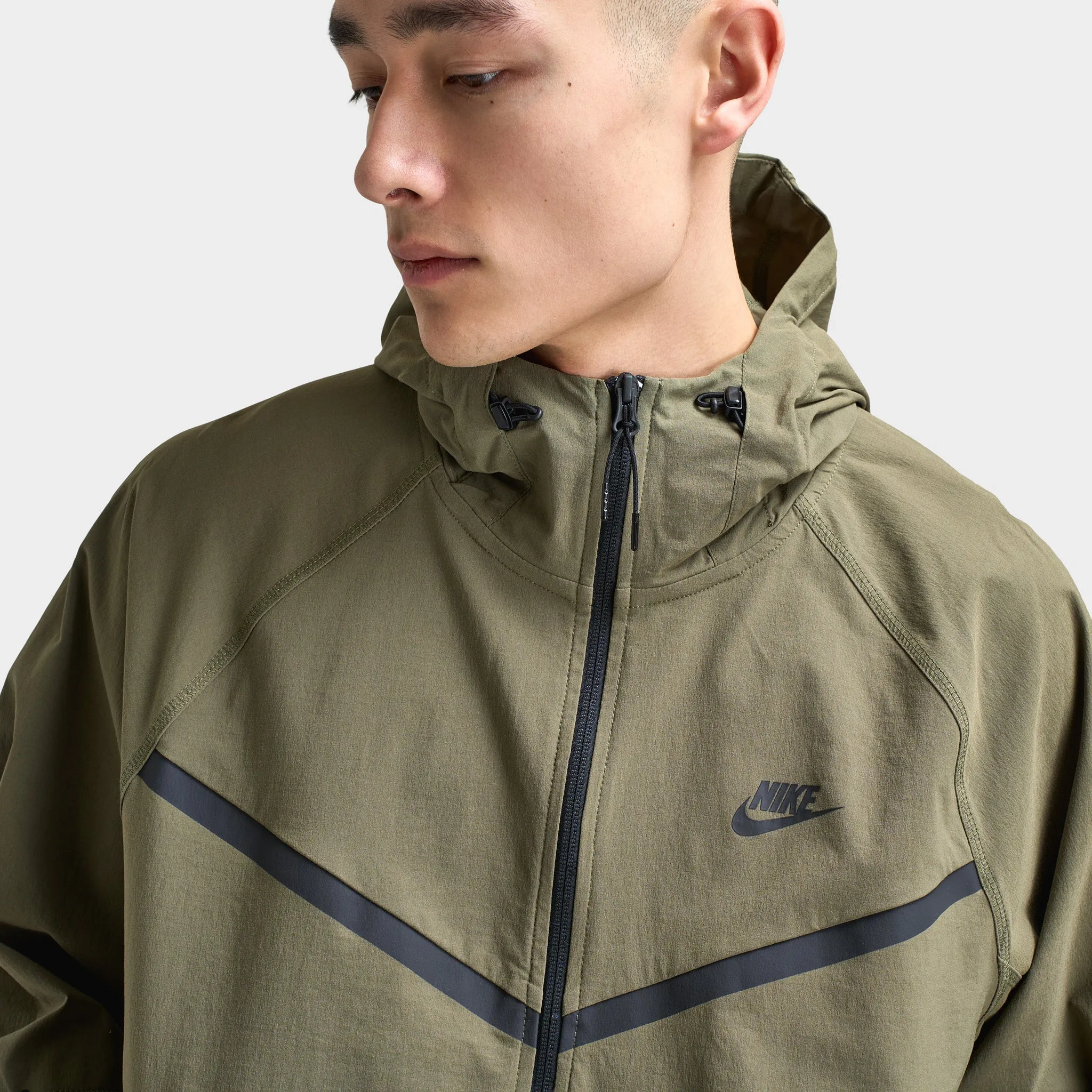 Mens Nike Nike Tech Woven Full-Zip Windrunner Jacket Medium Olive / Medium Olive - Black
