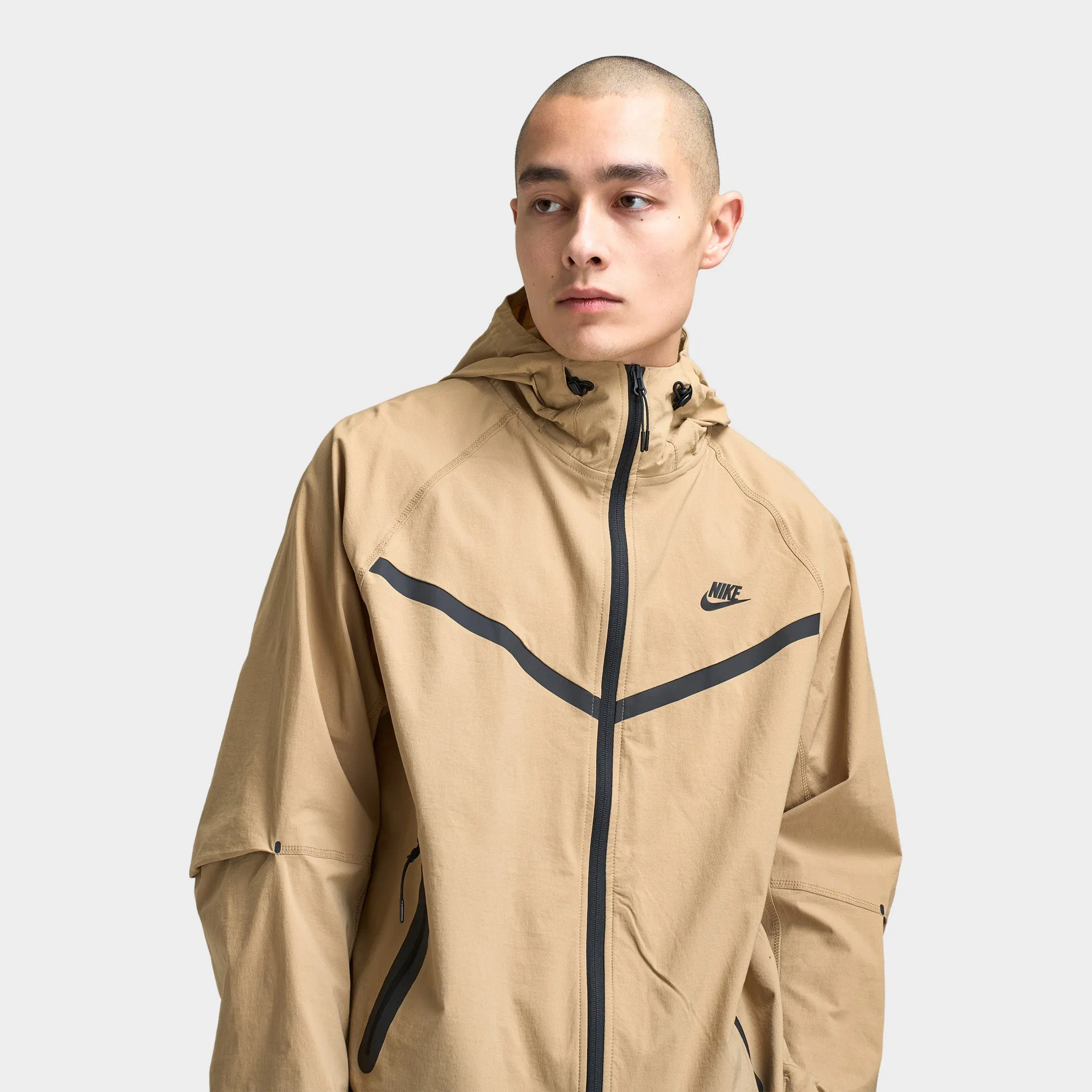 Mens Nike Nike Tech Woven Full Zip Windrunner Jacket Parachute Beige / Parachute Beige - Black