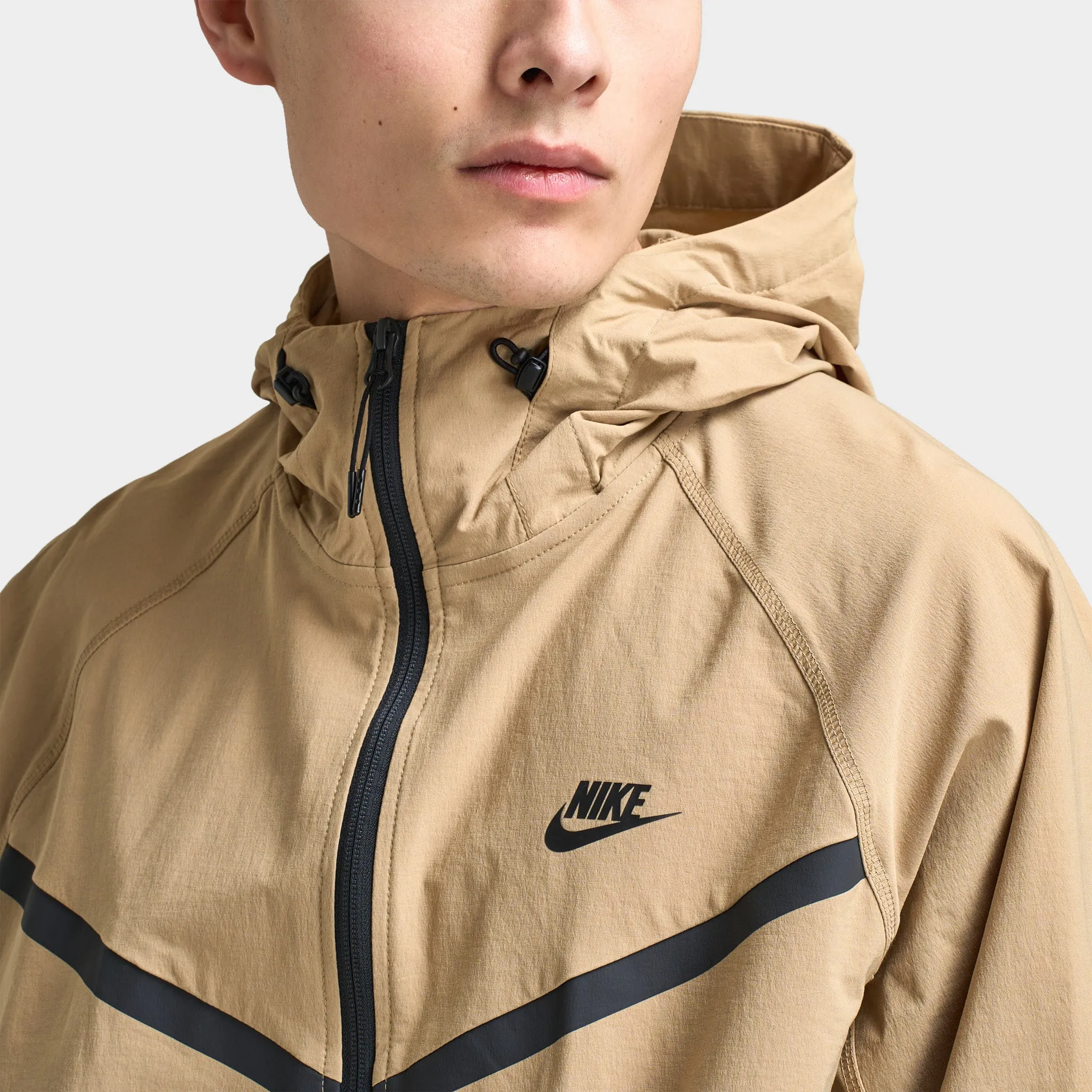 Mens Nike Nike Tech Woven Full Zip Windrunner Jacket Parachute Beige / Parachute Beige - Black