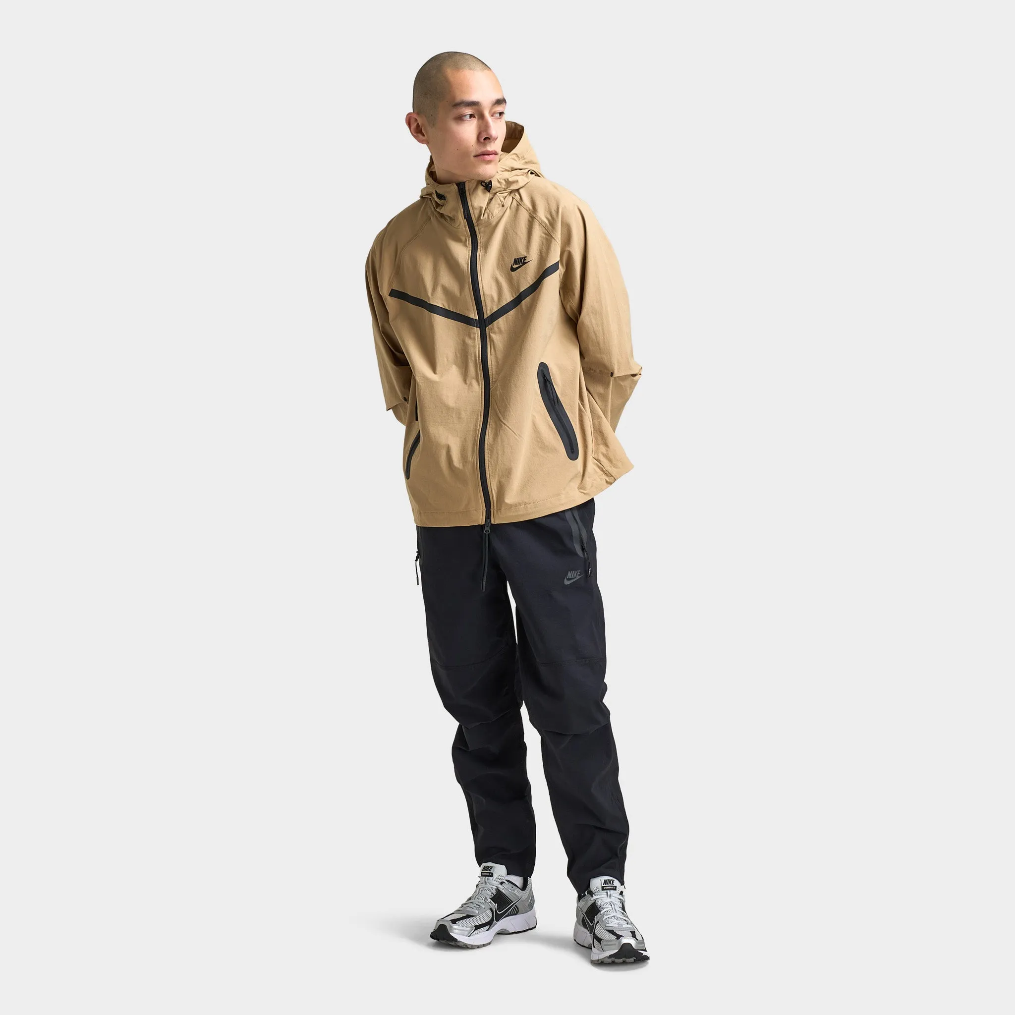 Mens Nike Nike Tech Woven Full Zip Windrunner Jacket Parachute Beige / Parachute Beige - Black