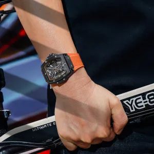 Men's Tonneau Fashion Trend Silicone Strap Luminous Sports Watch 