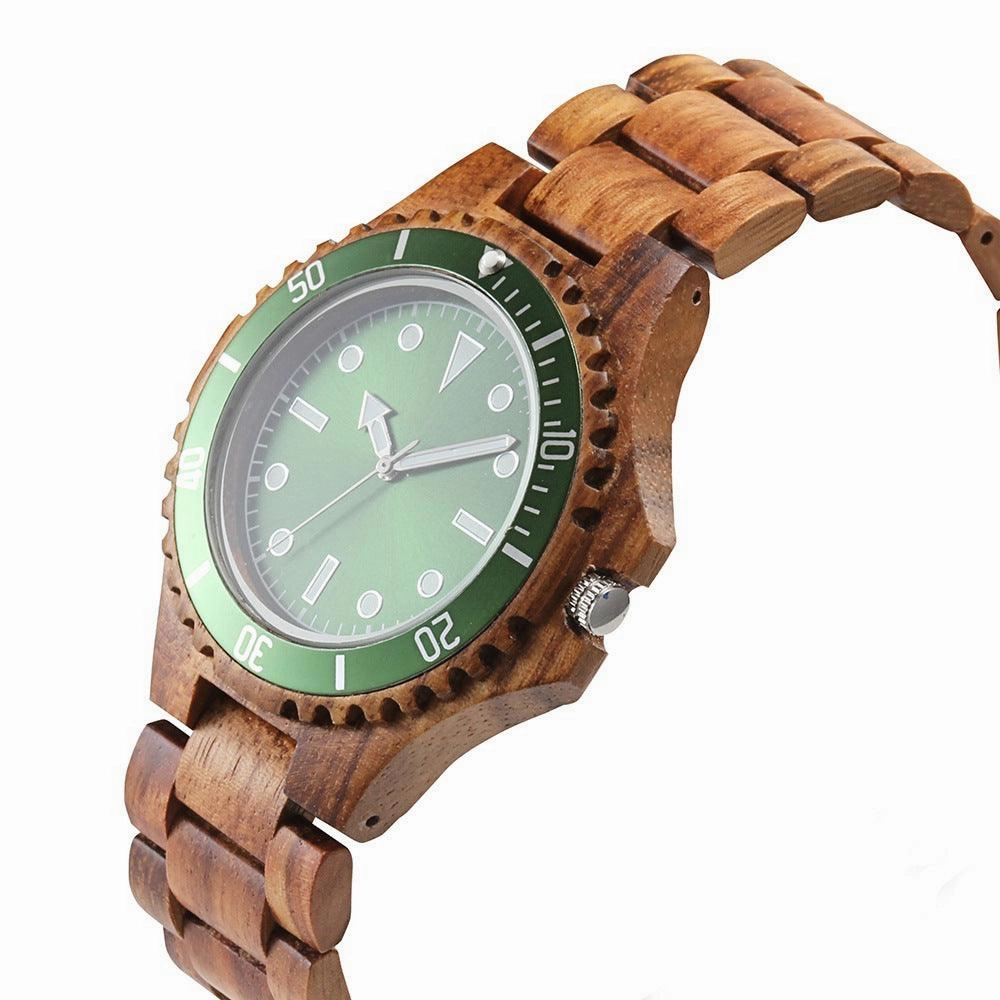 Mens Solid Wood Set Business Quartz Watch 