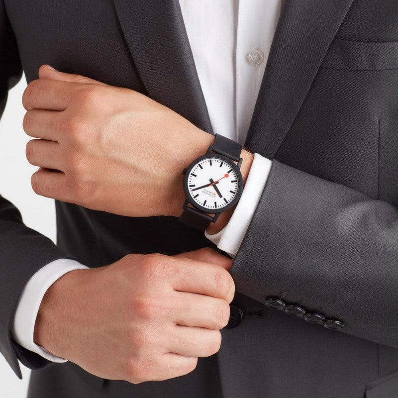 Mondaine Essence Black Rubber Strap 41mm