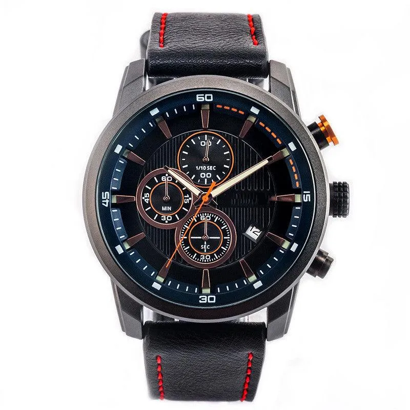 Multifunctional Leather Sports Quartz Watch