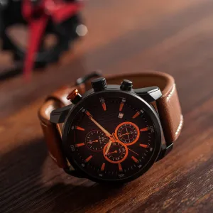 Multifunctional Leather Sports Quartz Watch 