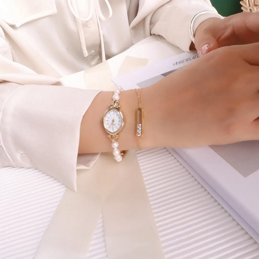 Natural Freshwater Pearl Watch Bracelet Strap Exquisite Quartz Women's Watch 