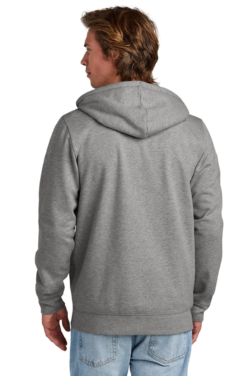 New Era Mens Comeback Fleece Full Zip Hooded Sweatshirt Hoodie w/ Pockets - Heather Dark Grey