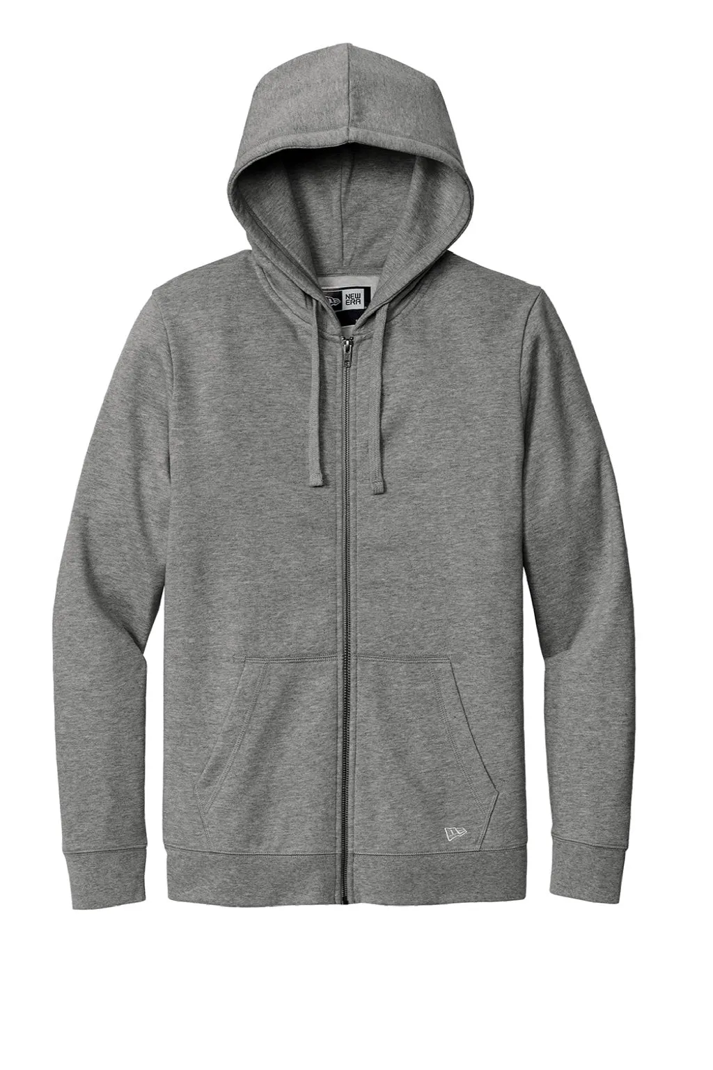 New Era Mens Comeback Fleece Full Zip Hooded Sweatshirt Hoodie w/ Pockets - Heather Dark Grey
