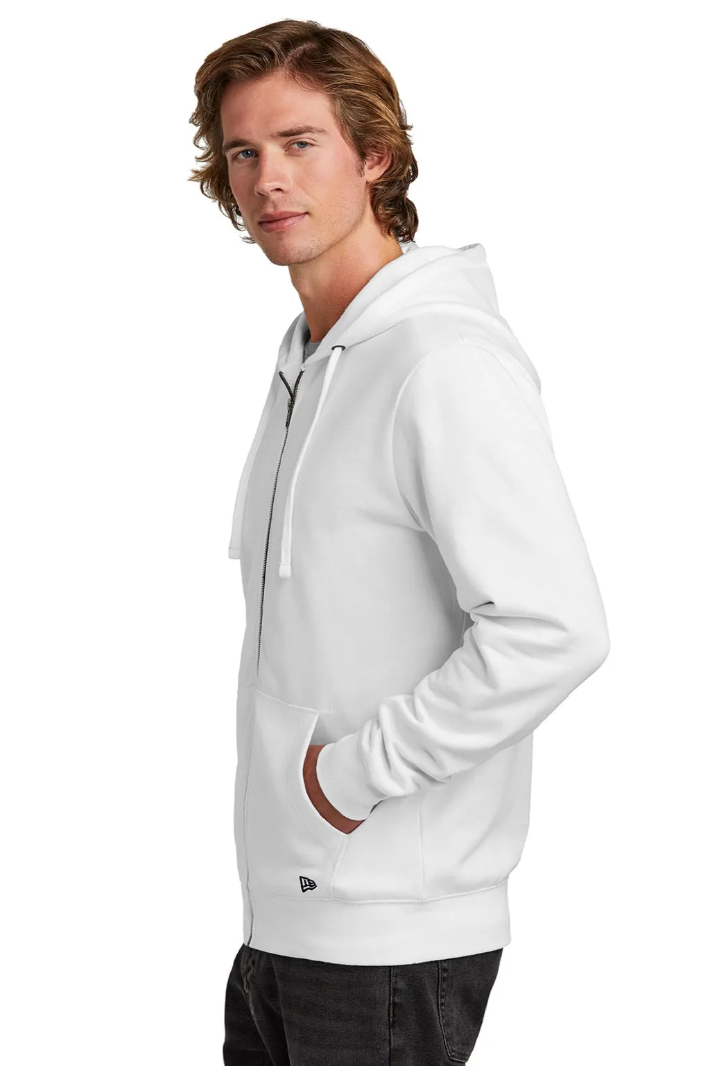New Era Mens Comeback Fleece Full Zip Hooded Sweatshirt Hoodie w/ Pockets - White  Buy original Clothing New-Era