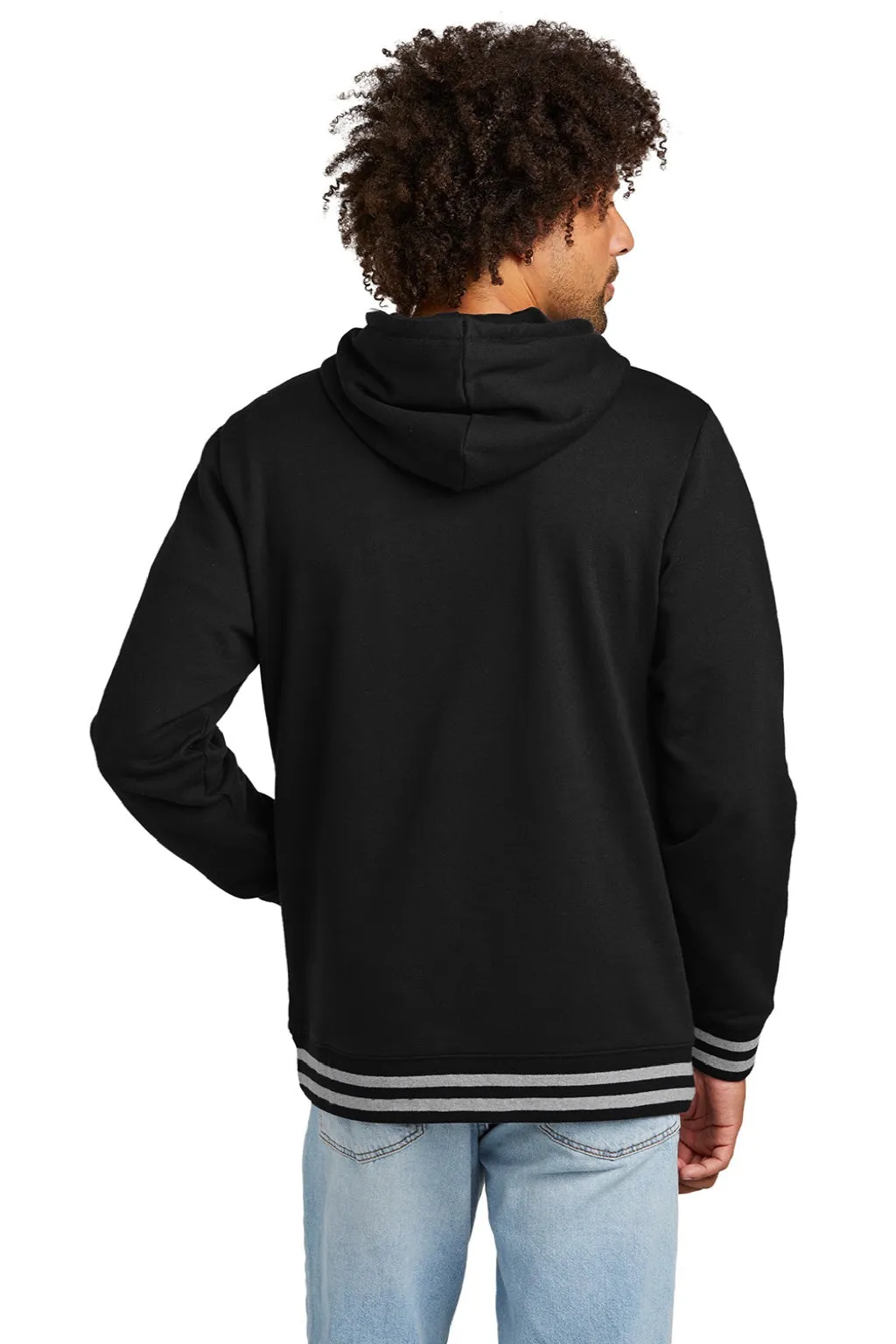 New Era Mens Comeback Fleece Hooded Sweatshirt Hoodie w/ Pouch Pocket - Black/Heather Grey