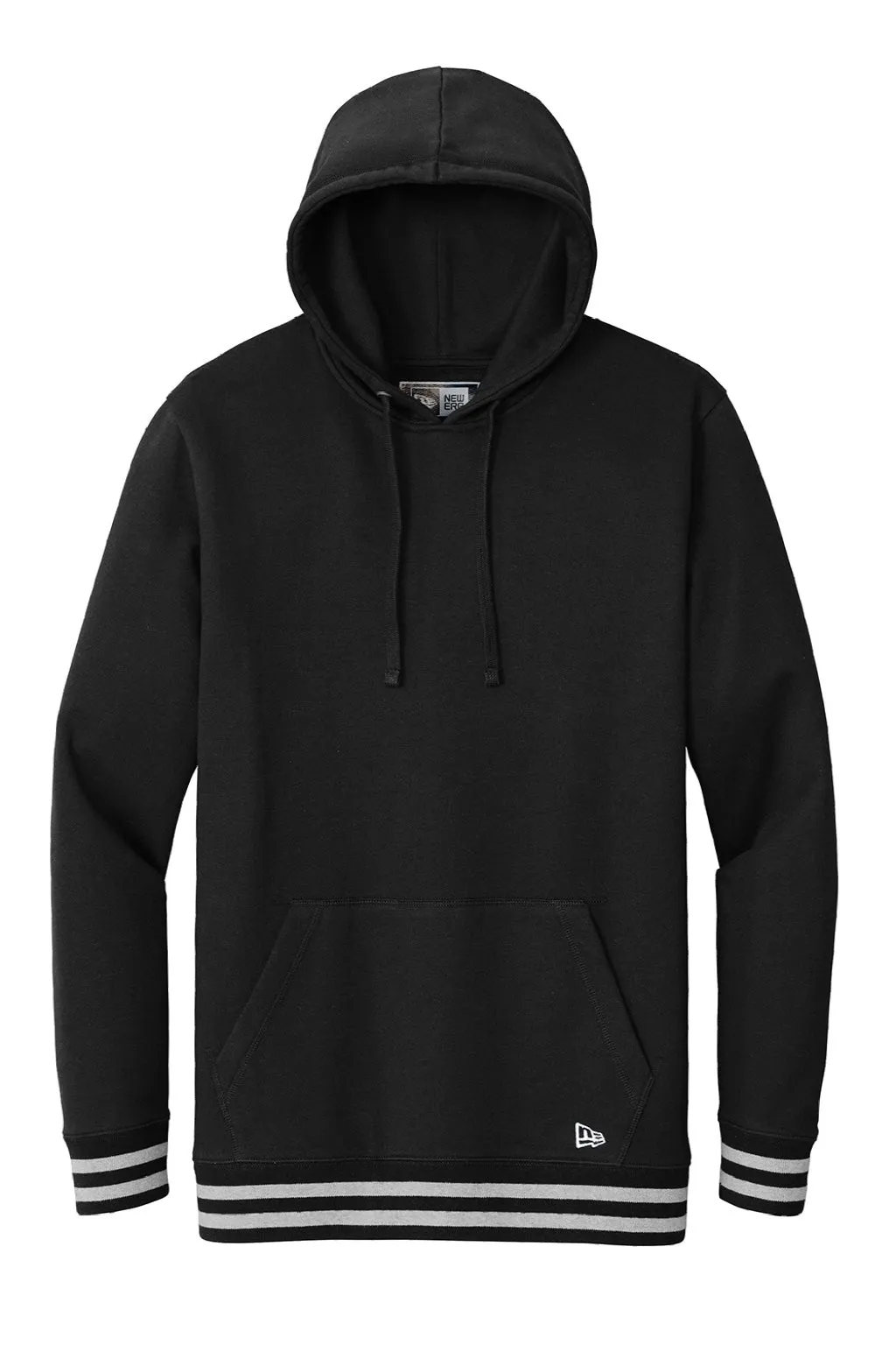 New Era Mens Comeback Fleece Hooded Sweatshirt Hoodie w/ Pouch Pocket - Black/Heather Grey
