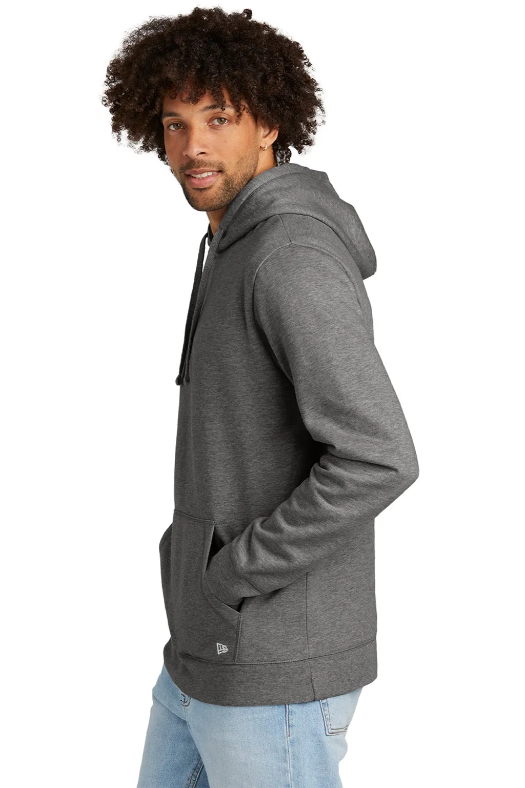 New Era Mens Comeback Fleece Hooded Sweatshirt Hoodie w/ Pouch Pocket - Heather Dark Grey