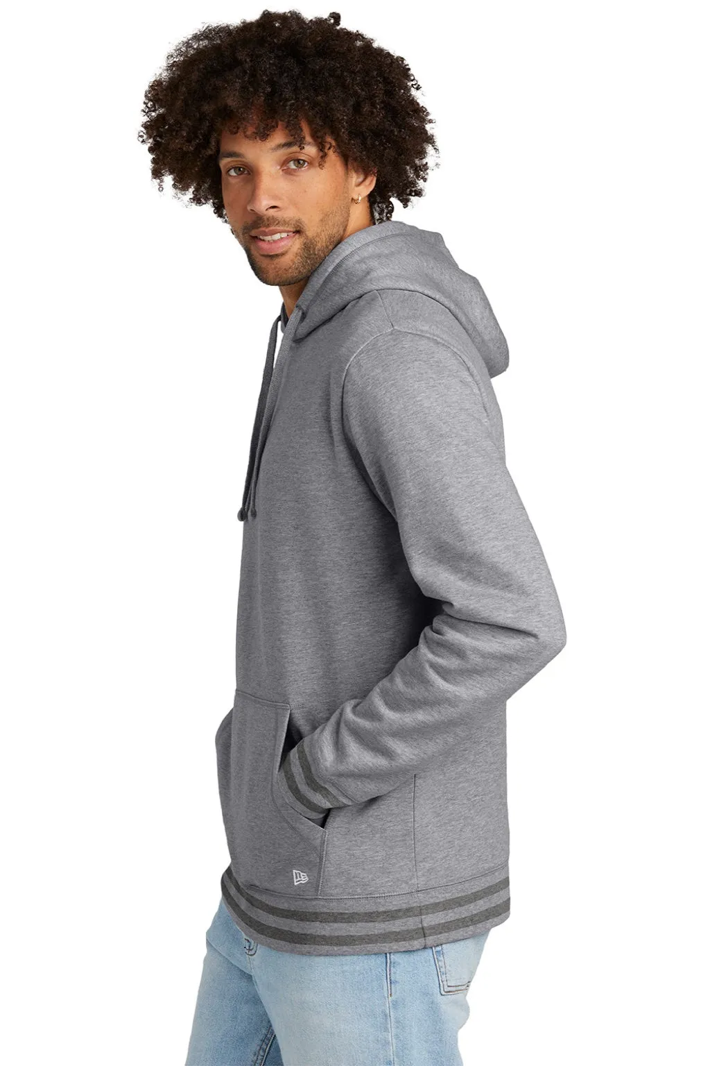 New Era Mens Comeback Fleece Hooded Sweatshirt Hoodie w/ Pouch Pocket - Heather Grey/Heather Dark Grey  Buy original Clothing New-Era