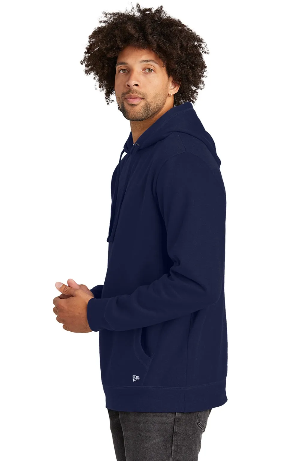 New Era Mens Comeback Fleece Hooded Sweatshirt Hoodie w/ Pouch Pocket - True Navy Blue