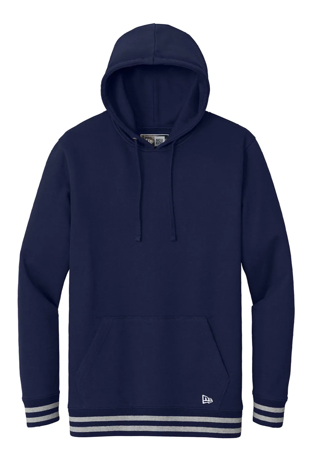 New Era Mens Comeback Fleece Hooded Sweatshirt Hoodie w/ Pouch Pocket - True Navy Blue/Heather Grey  Buy original Clothing New-Era