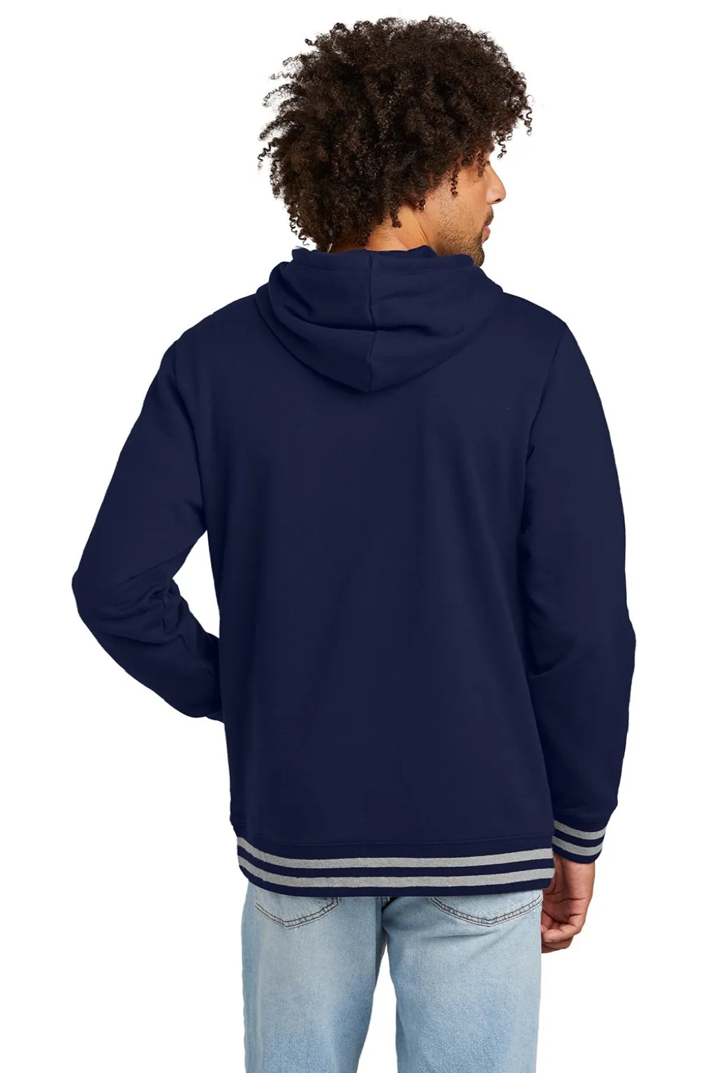 New Era Mens Comeback Fleece Hooded Sweatshirt Hoodie w/ Pouch Pocket - True Navy Blue/Heather Grey  Buy original Clothing New-Era