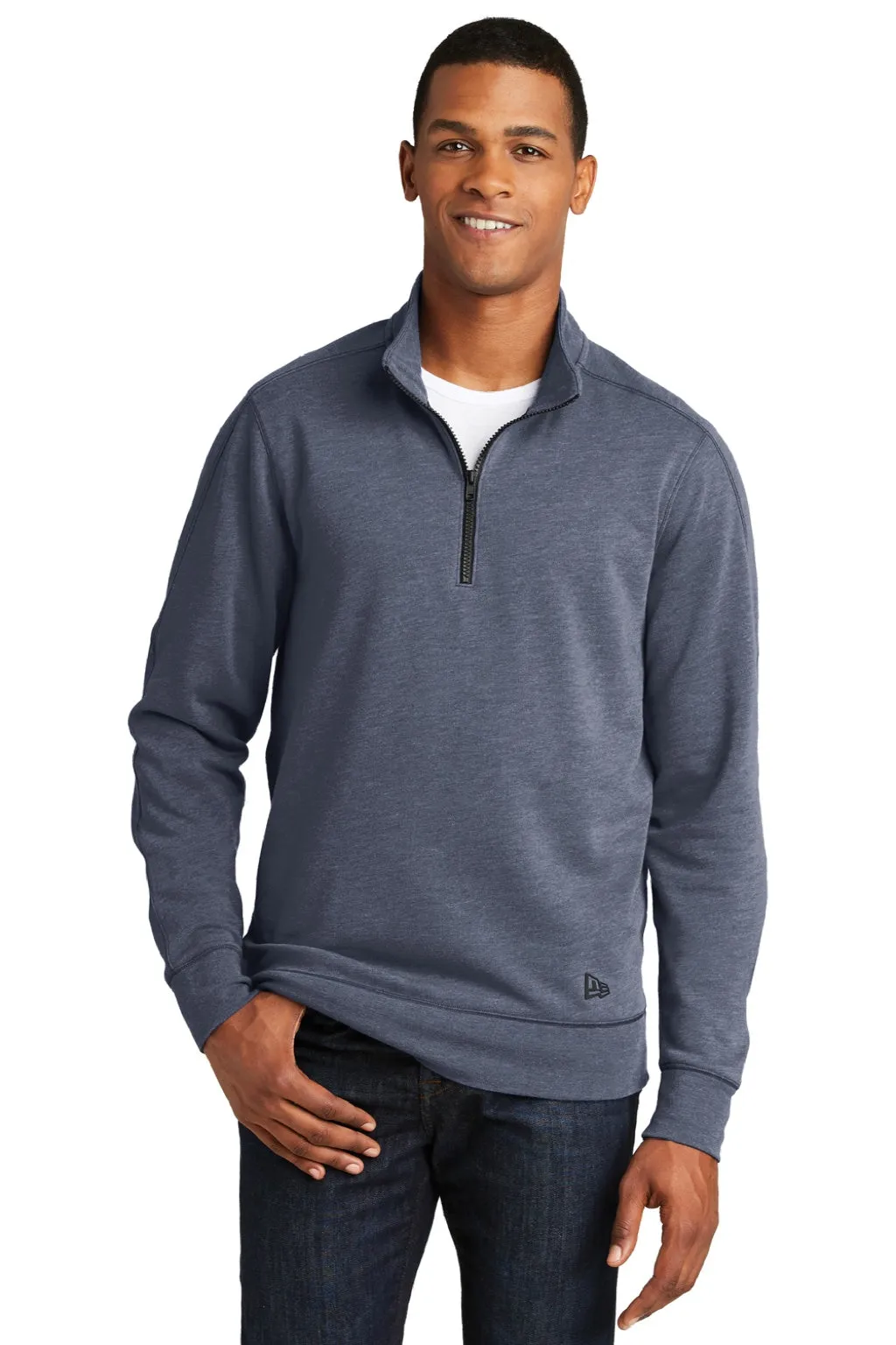 New Era Mens Fleece 1/4 Zip Sweatshirt - Heather Navy Blue  Buy original Clothing New-Era