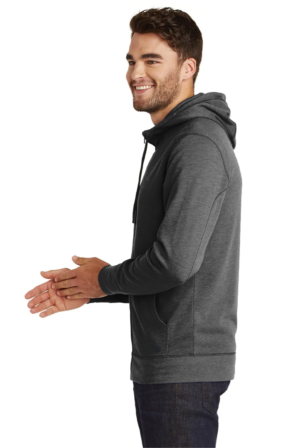 New Era Mens Fleece Full Zip Hooded Sweatshirt Hoodie w/ Pockets - Heather Black  Buy original Clothing New-Era