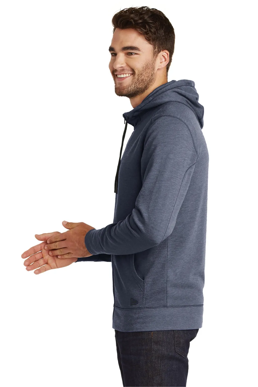 New Era Mens Fleece Full Zip Hooded Sweatshirt Hoodie w/ Pockets - Heather Navy Blue  Buy original Clothing New-Era