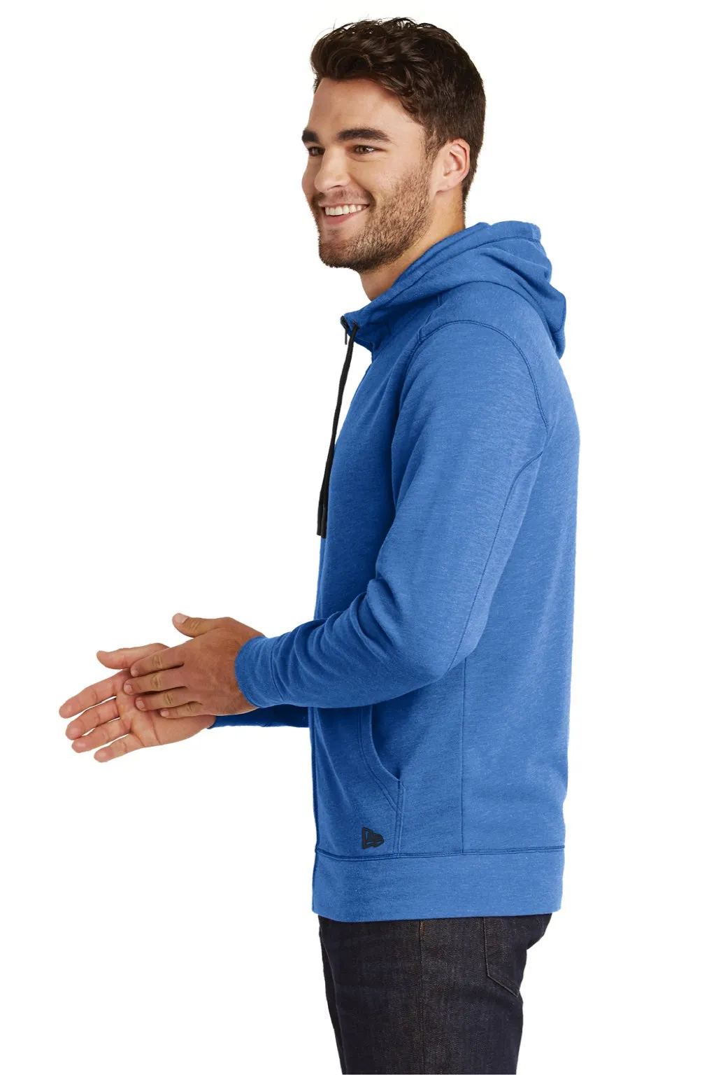 New Era Mens Fleece Full Zip Hooded Sweatshirt Hoodie w/ Pockets - Heather Royal Blue  Buy original Clothing New-Era